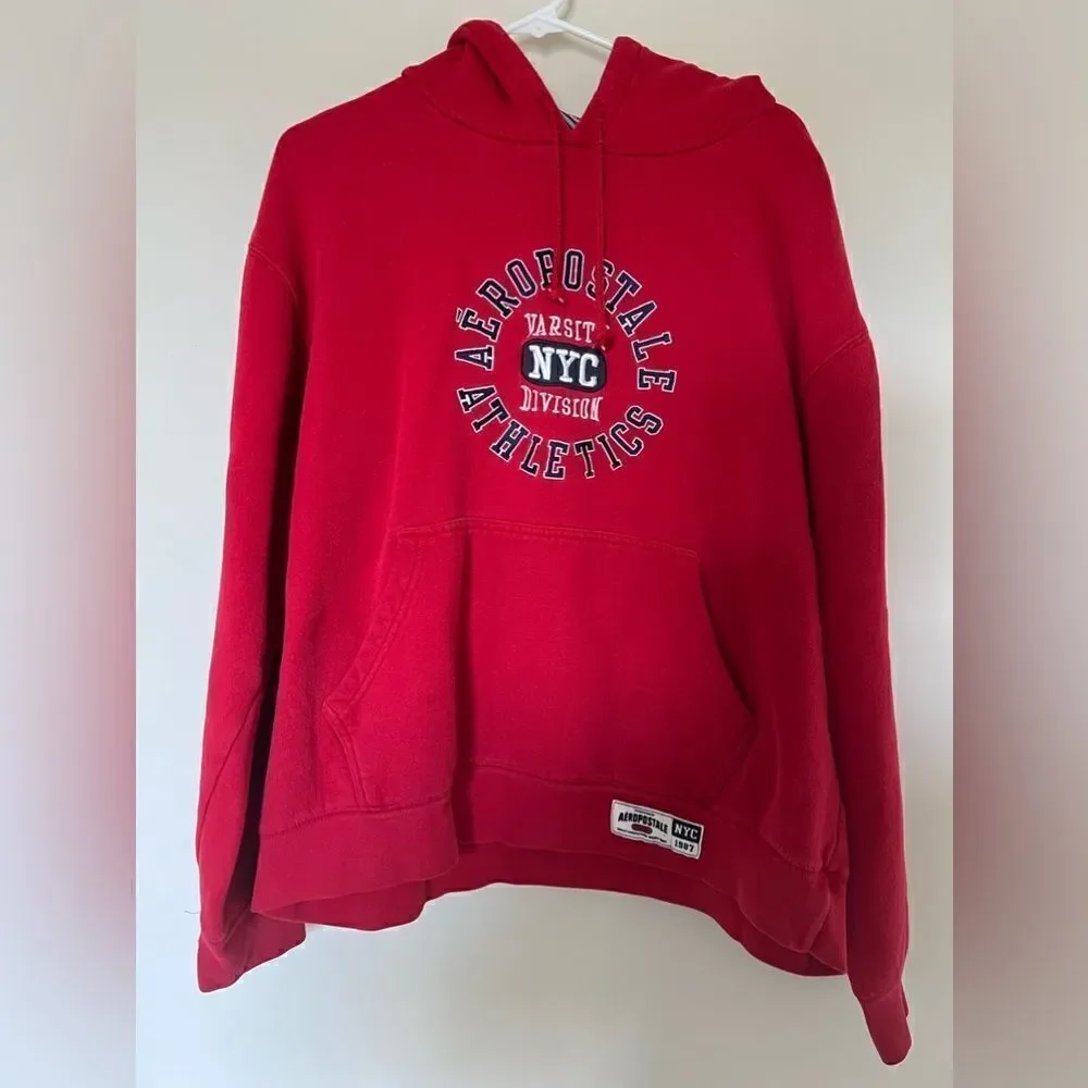 Aeropostale Athletics Red Hoodie Size L